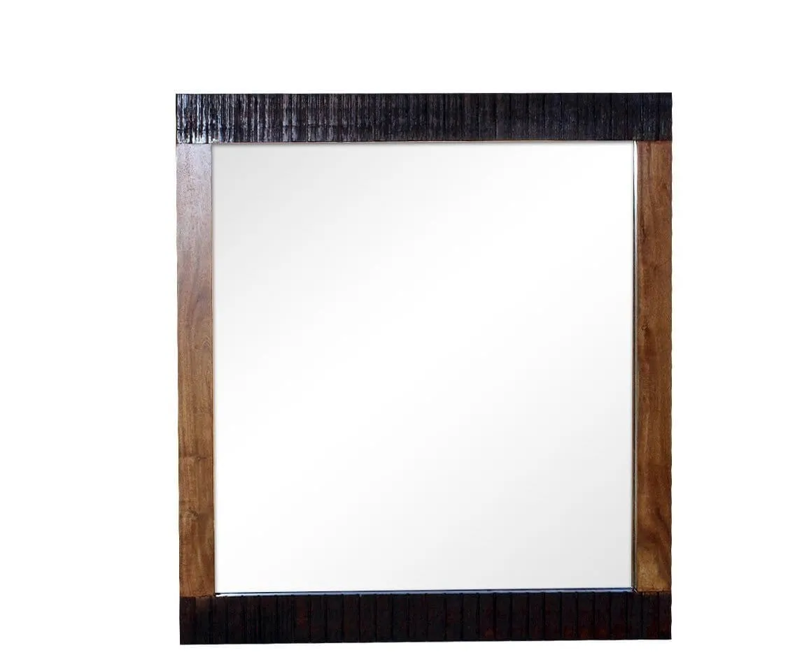 MADE TO ORDER Indian Lyon Wooden Frame with Mirror Brown 100x90 cm