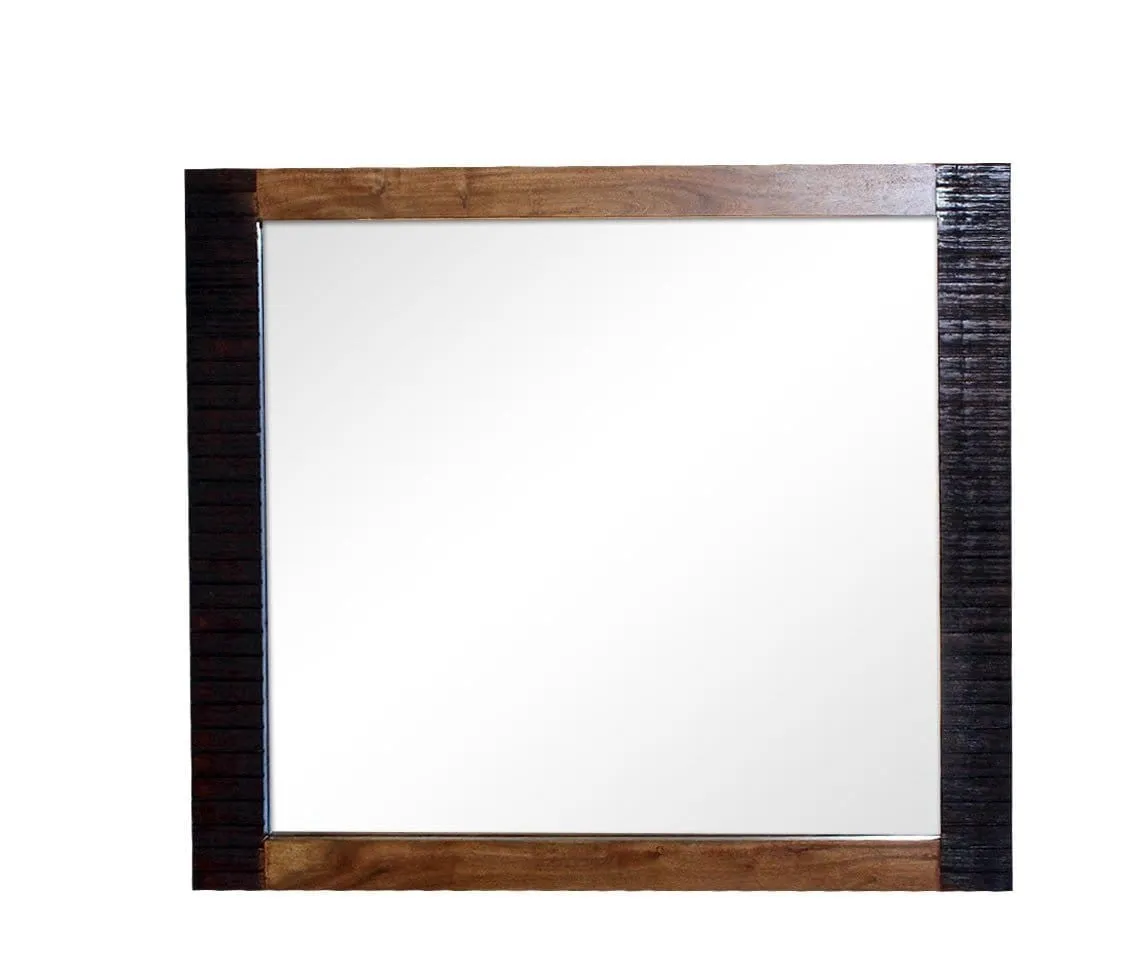 MADE TO ORDER Indian Lyon Wooden Frame with Mirror Brown 100x90 cm