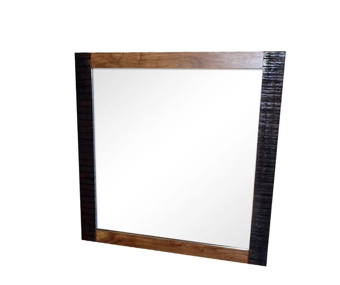 MADE TO ORDER Indian Lyon Wooden Frame with Mirror Brown 100x90 cm