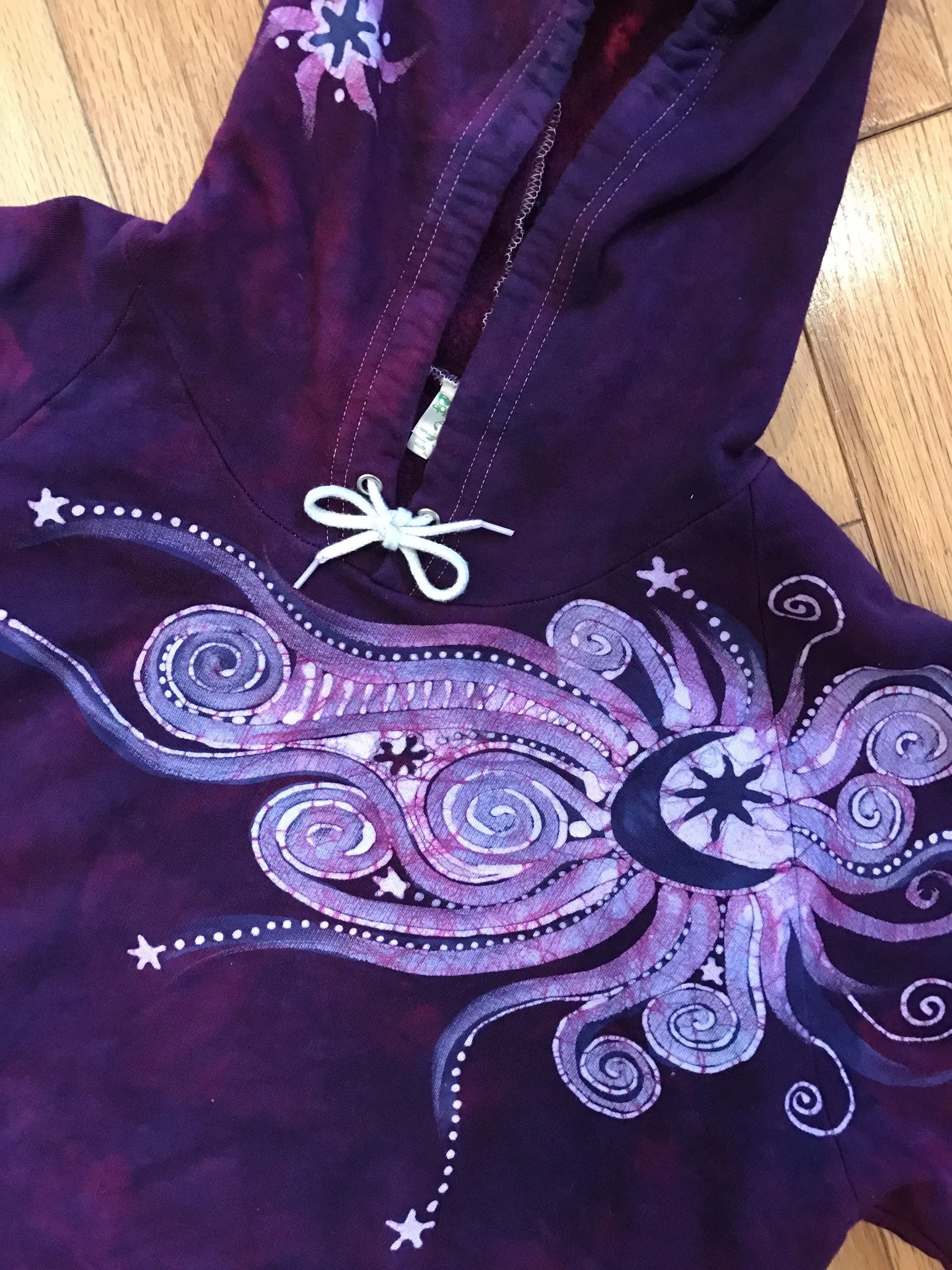 Magenta Starshine Handmade Batik Pullover Hoodie