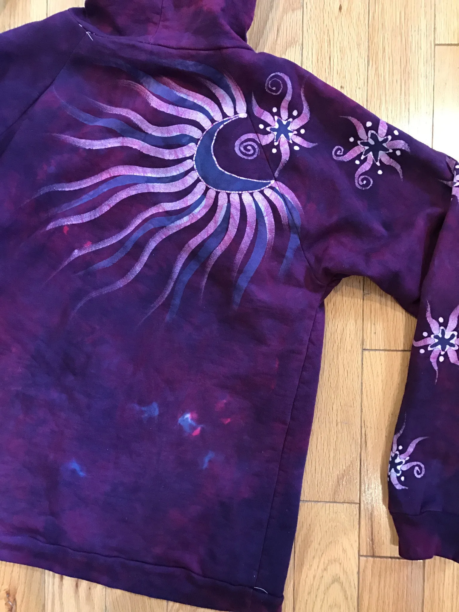 Magenta Starshine Handmade Batik Pullover Hoodie