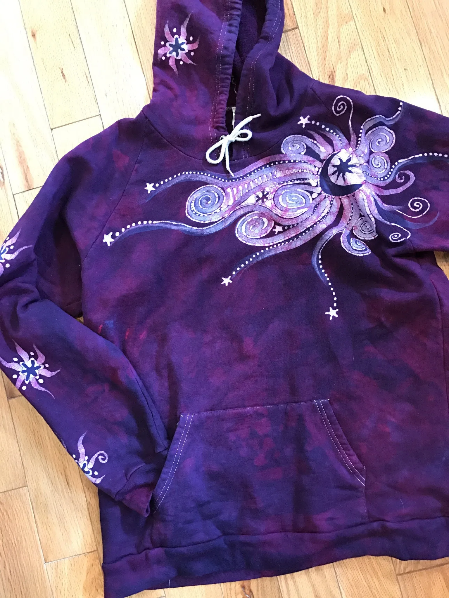 Magenta Starshine Handmade Batik Pullover Hoodie