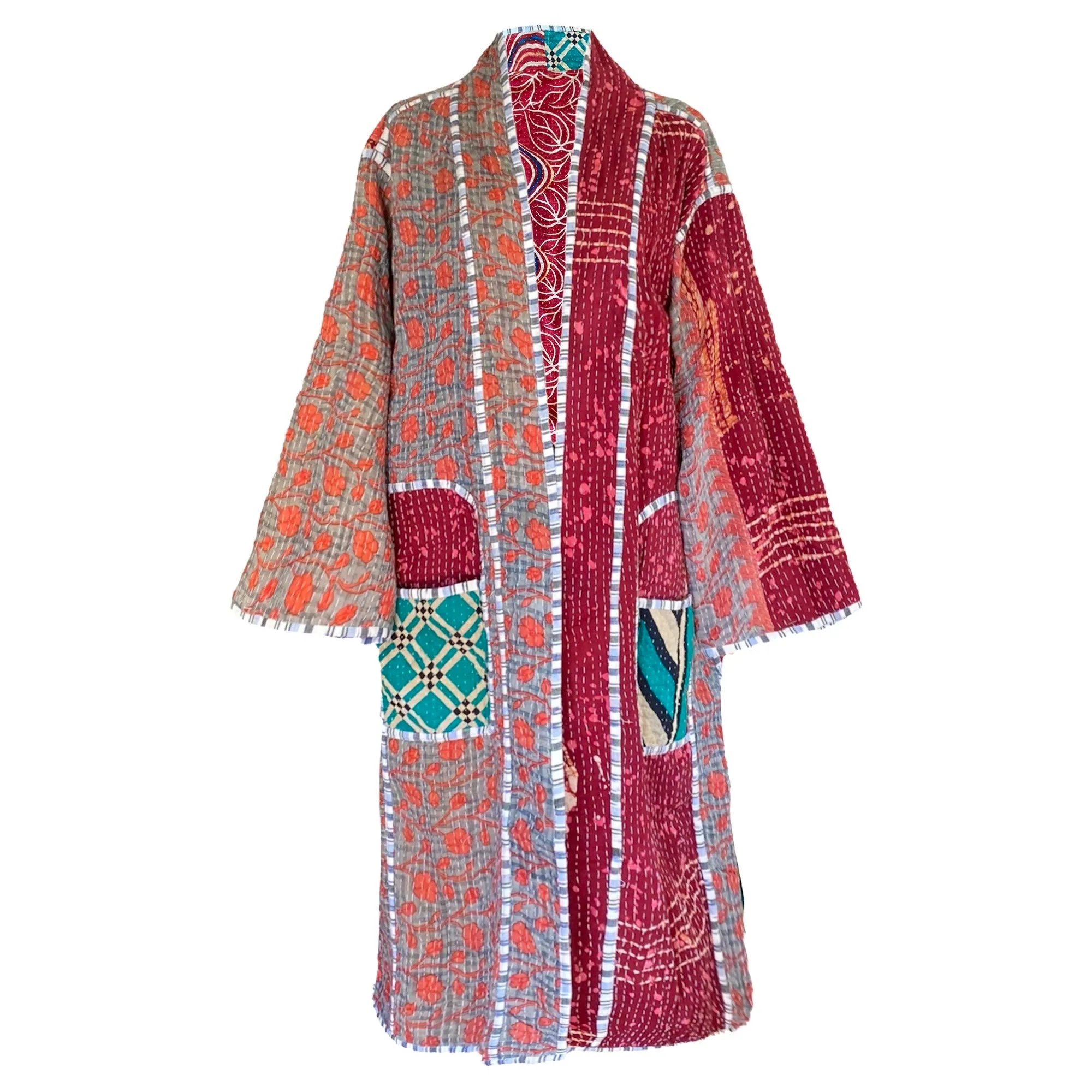 Mara Cotton Vintage Quilted Kantha Coat One of a Kind