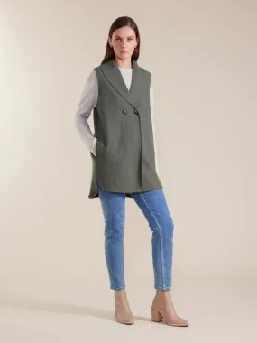 Marco Polo Longline Boiled Wool Vest - Sage