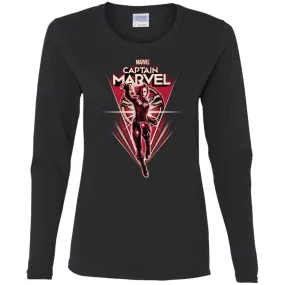 Marvel Captain Marvel Retro Style Flight Women Long Sleeve Shirt