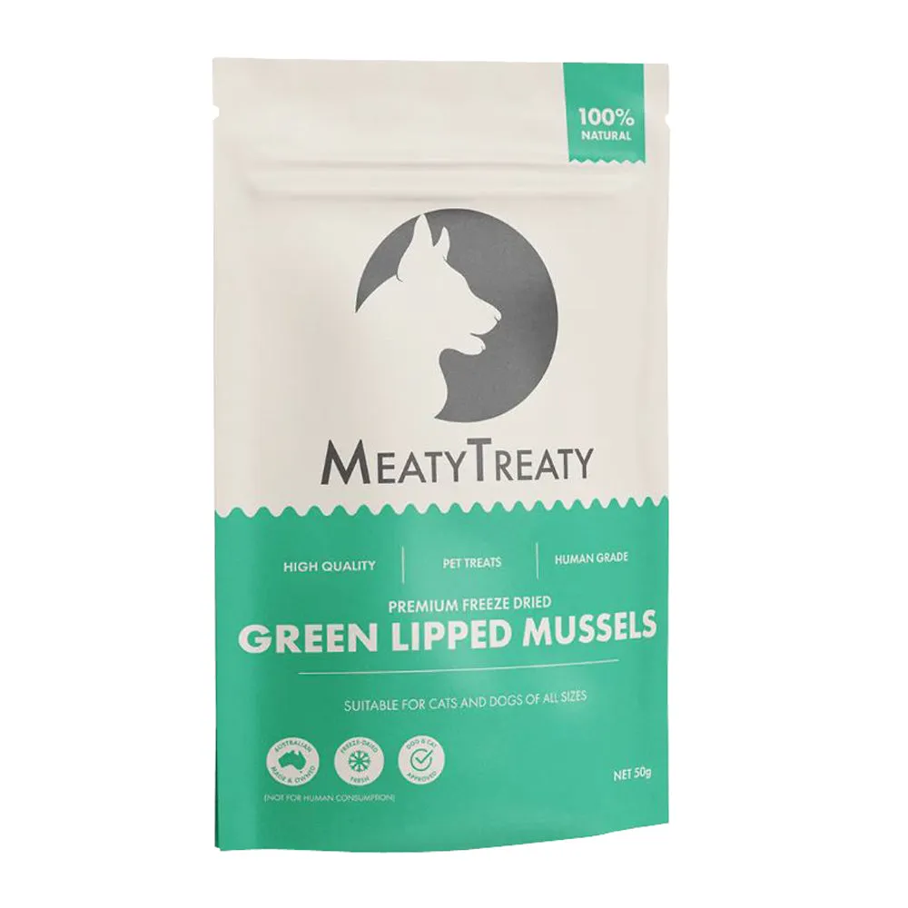 Meaty Treaty Freeze Dried New Zealand Green Lipped Mussels Cat & Dog Treats 50g