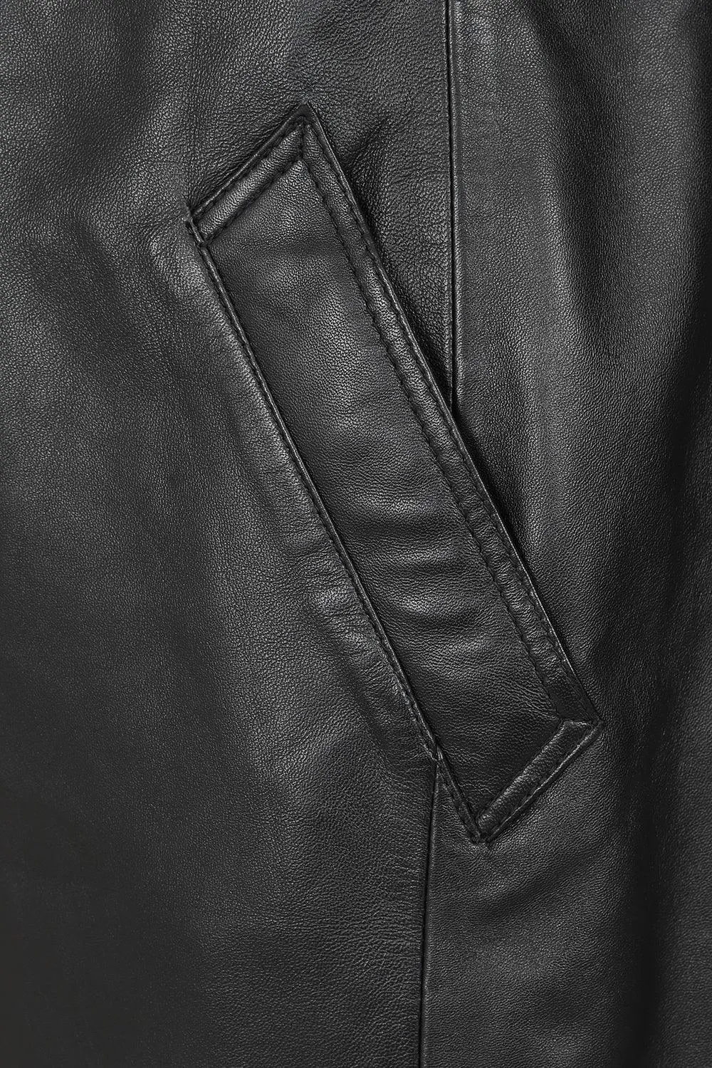 Men's Black Long Classic  Genuine Leather Coat - BUDDY