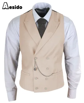 Men's Double Breasted Peak Lapel Waistcoat