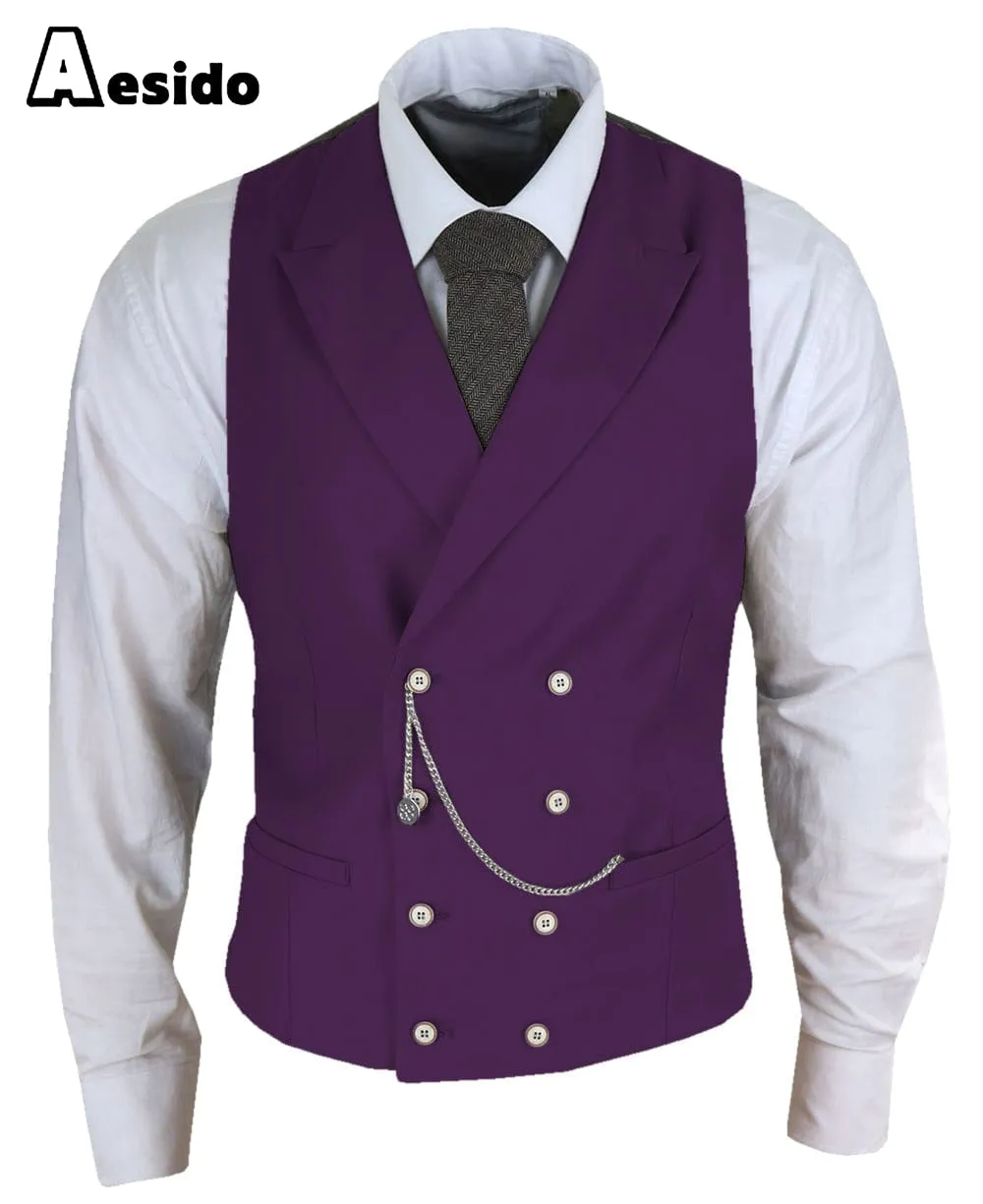 Men's Double Breasted Peak Lapel Waistcoat