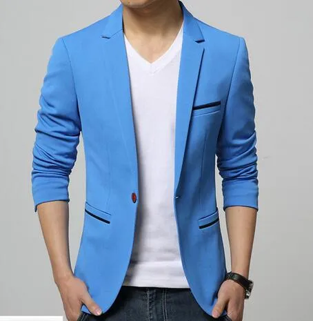 Mens Korean slim fit fashion cotton blazer Suit Jacket black blue beige plus size M to 6XL Male blazers Mens coat Wedding dress