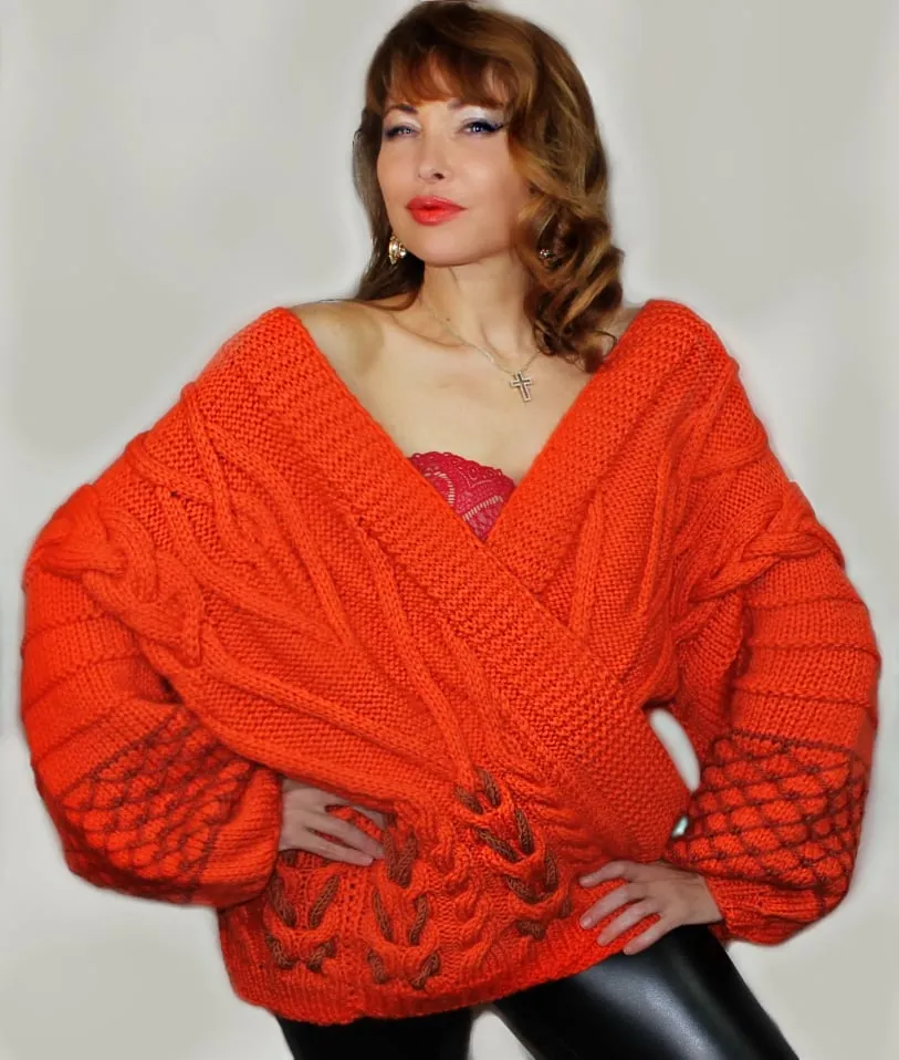 Merino Wool Mohair Apricot Oversized with cables