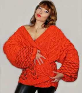 Merino Wool Mohair Apricot Oversized with cables