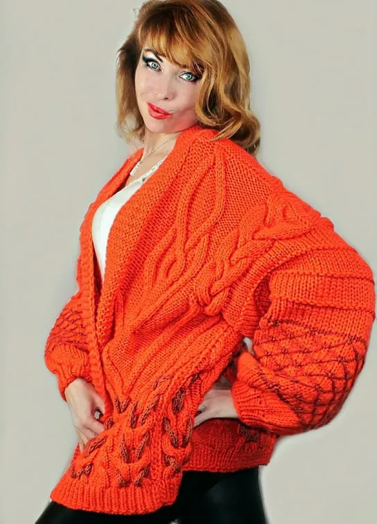 Merino Wool Mohair Apricot Oversized with cables