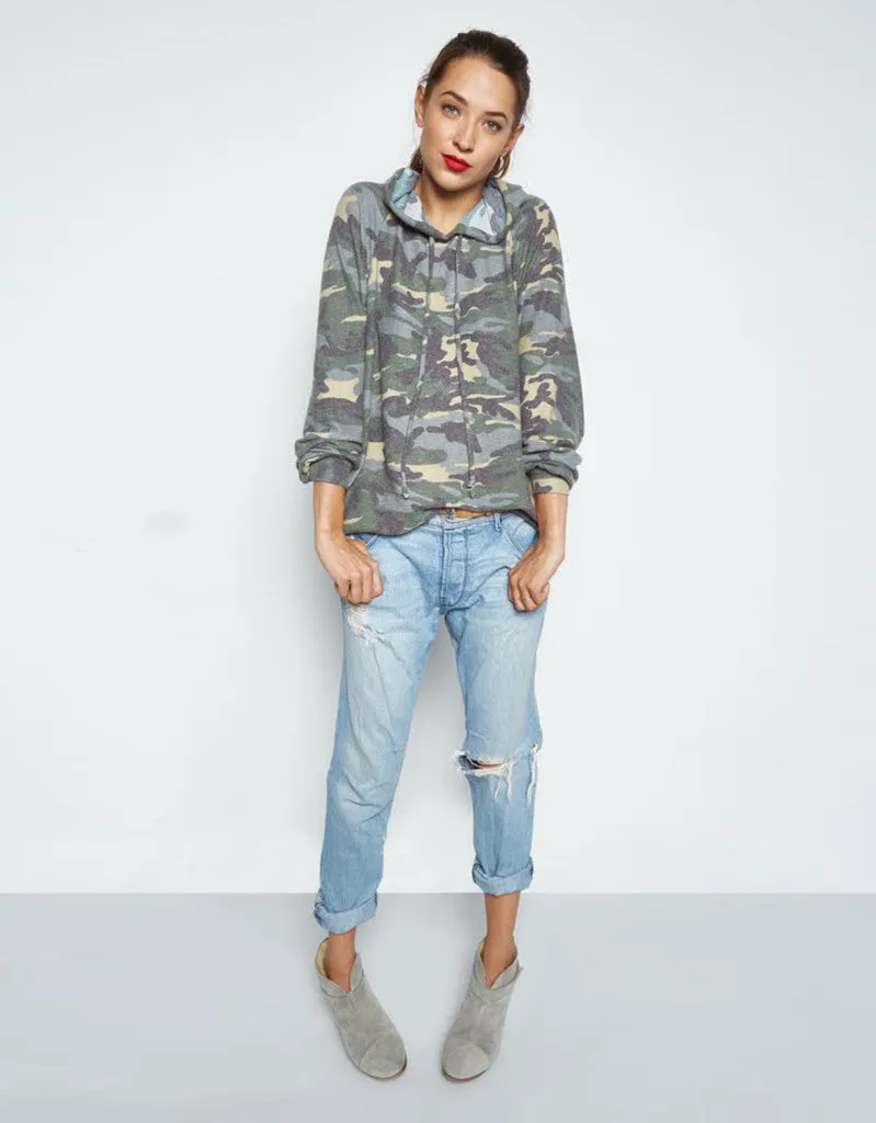 Michael Lauren Trevor Draped Pullover in Vintage Camo