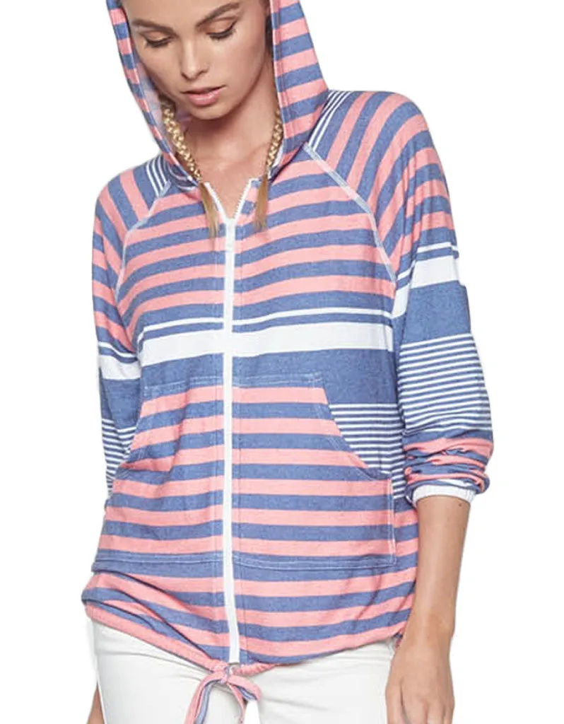 Michael Lauren Zayne Zip Up Hoodie in Waypoint Stripe