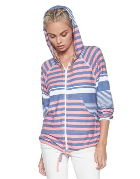 Michael Lauren Zayne Zip Up Hoodie in Waypoint Stripe