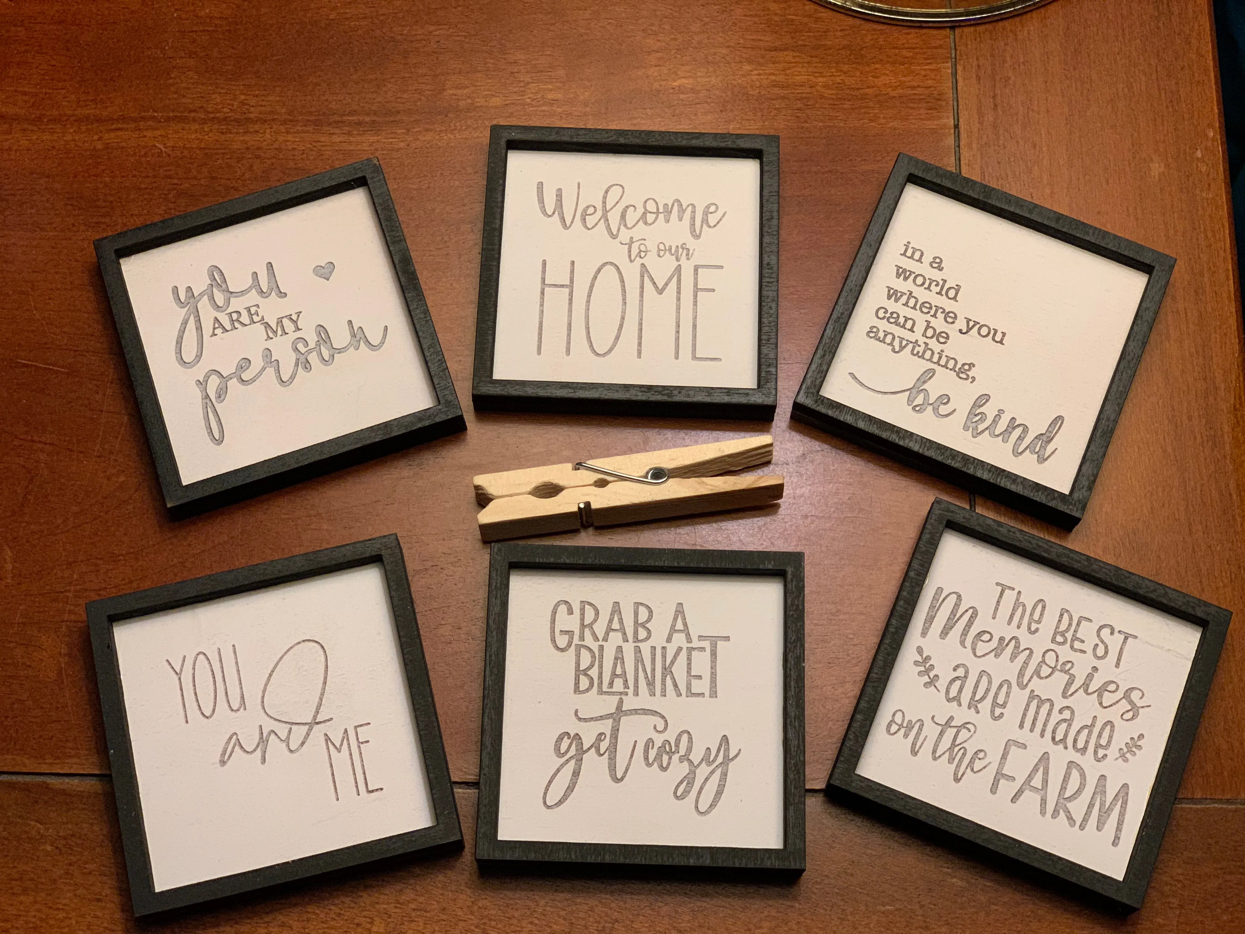 Miniature Farmhouse Signs: Set of 6 for Tiered Tray Laser File GLOWFORGE ready