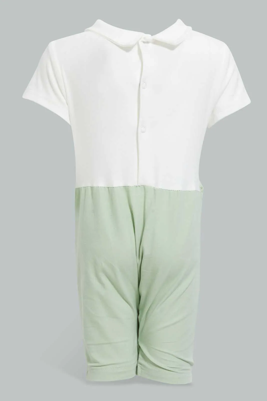 Mint And White Car Romper For Babies