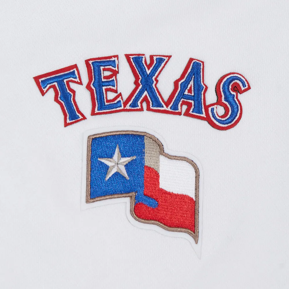 MLB TEXAS RANGERS CLASSIC WOMEN'S CROPPED FLC PO HOODIE (WHITE)