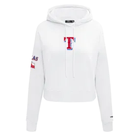 MLB TEXAS RANGERS CLASSIC WOMEN'S CROPPED FLC PO HOODIE (WHITE)