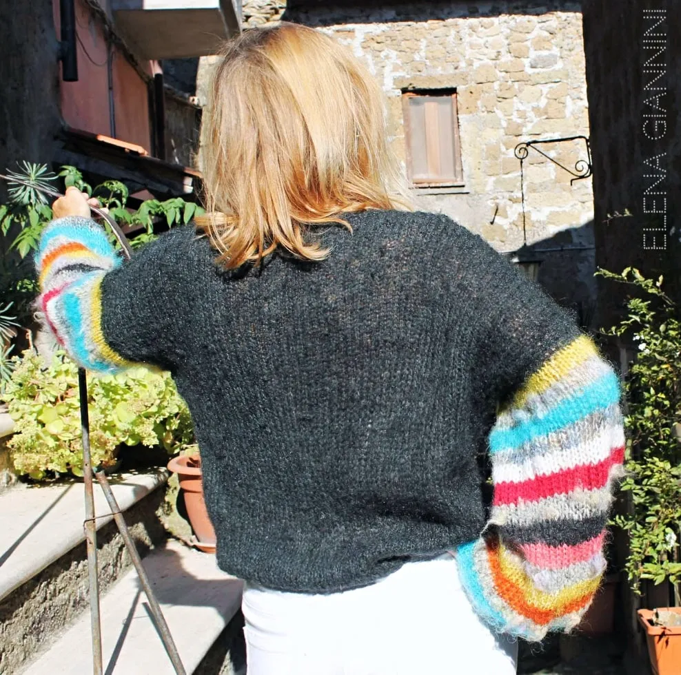 Mohair Multicolor Handknitted Oversized sweater