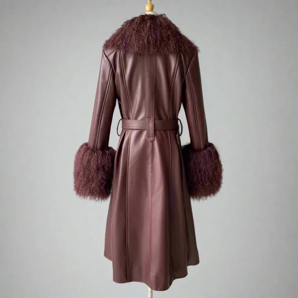 Mongolian Lamb Leather Trench Coat