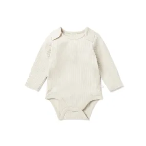 MORI Ribbed Long Sleeve Bodysuit - Ecru