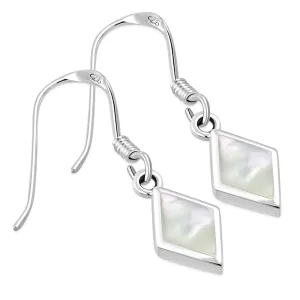 Mother of Pearl Rhombus Shape Silver Earrings