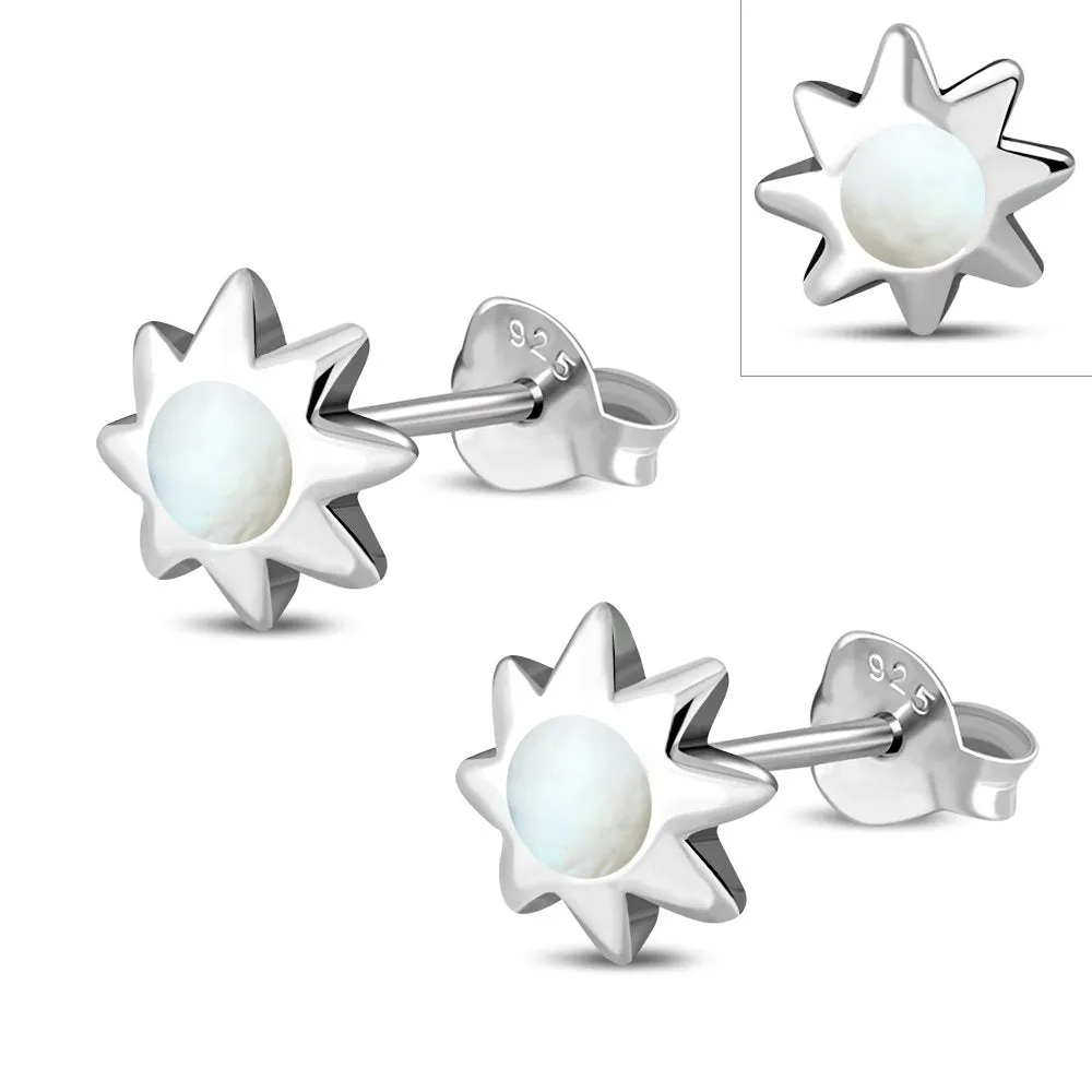 Mother of Pearl Stud Silver Earrings