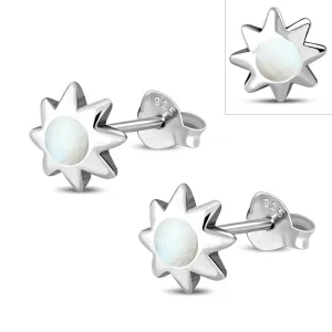 Mother of Pearl Stud Silver Earrings