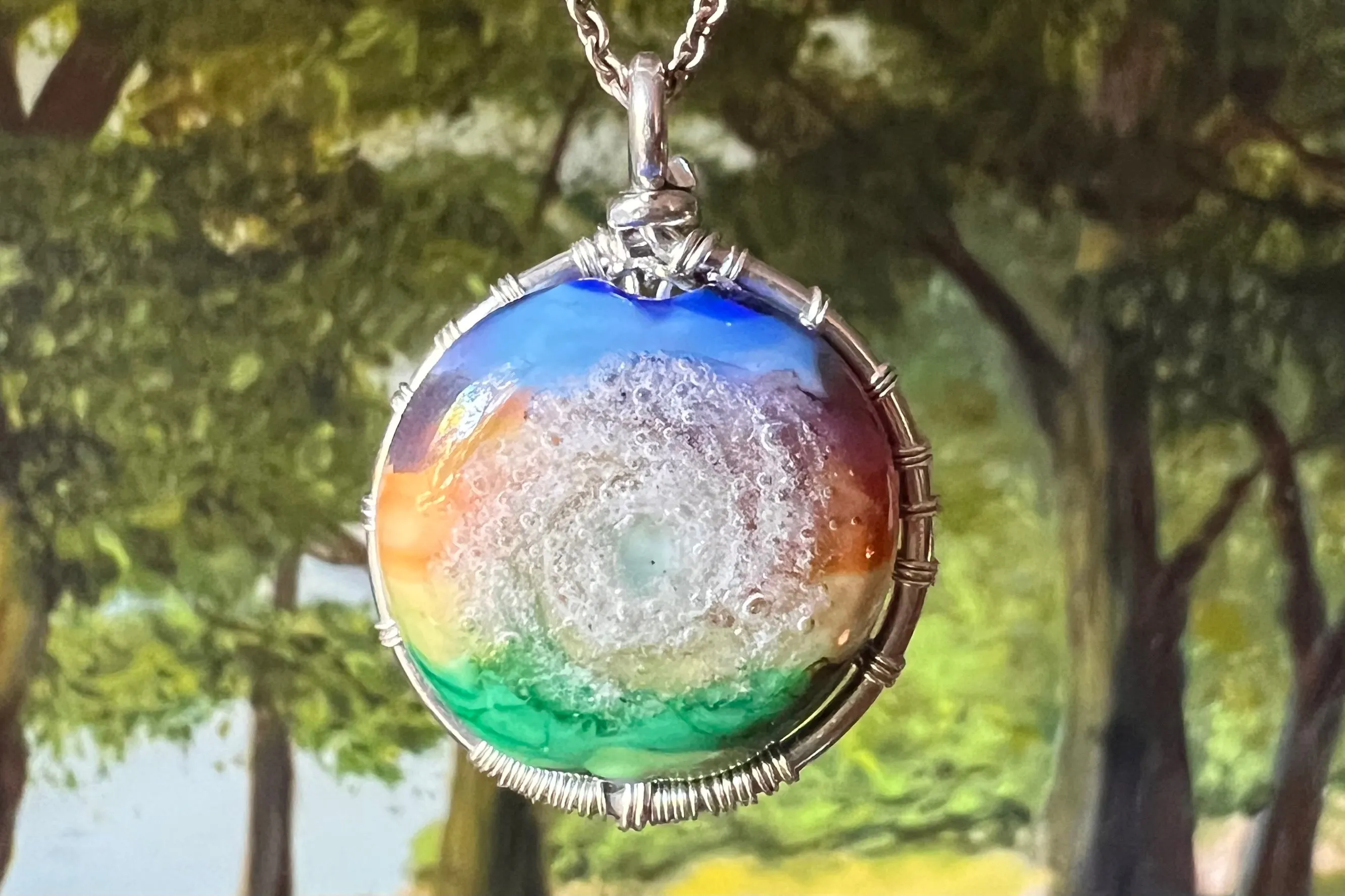 Mountain Sunset Tree of Life Pendant with Cremains