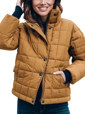 Mustard Quilted Winter Jacket For Women