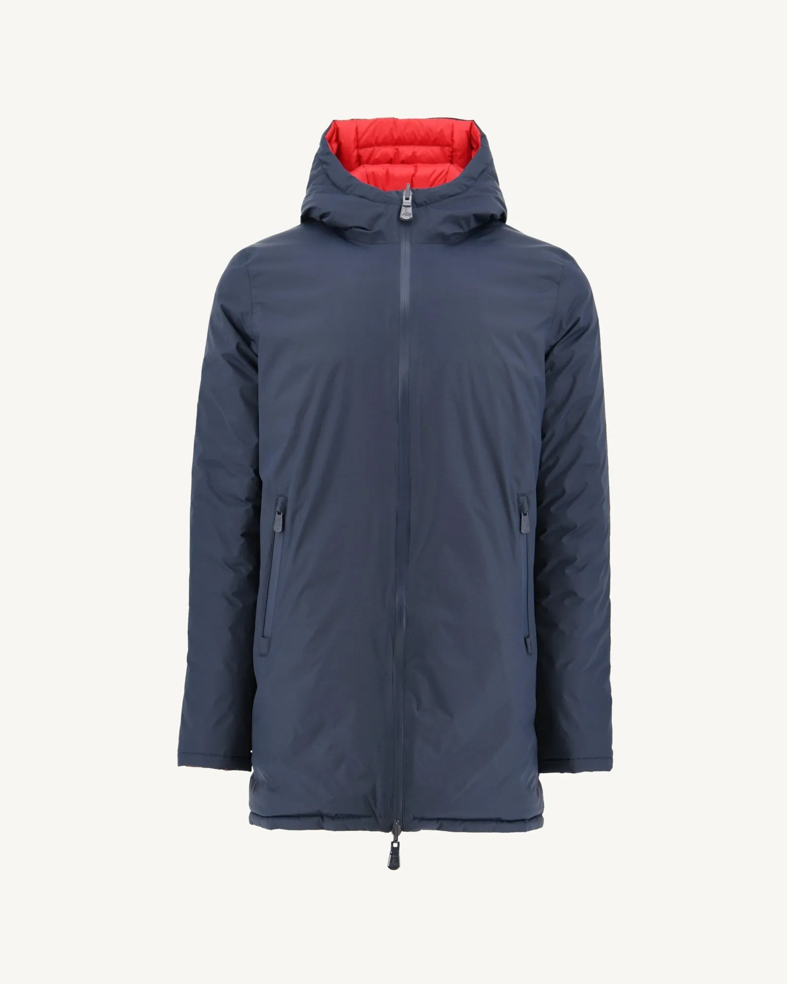 Navy Blue/Red Reversible light puffer jacket Amsterdam