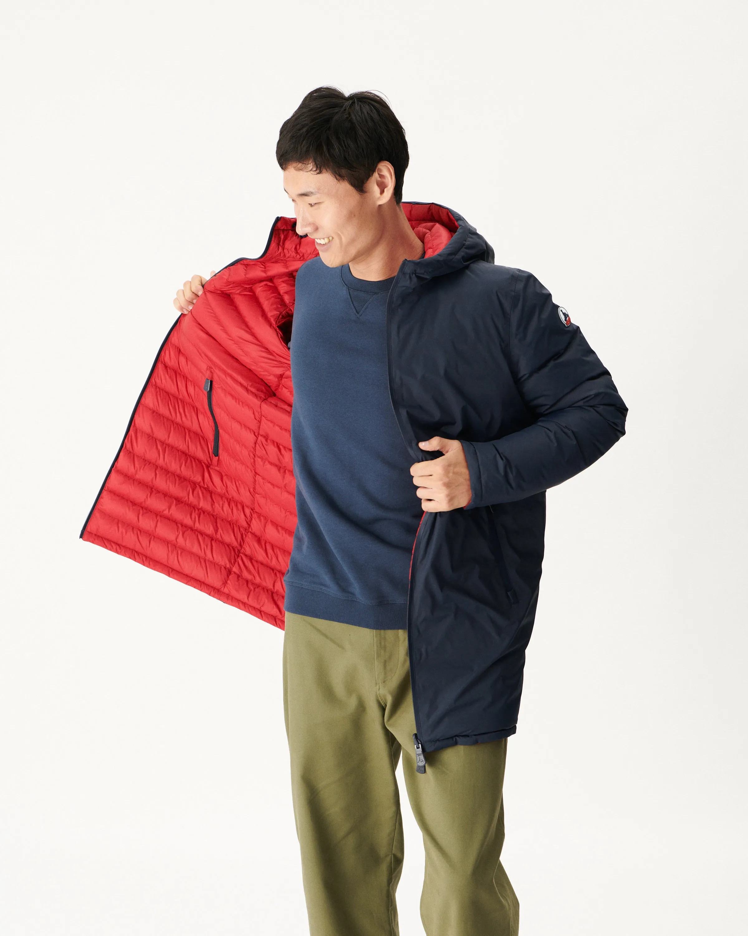 Navy Blue/Red Reversible light puffer jacket Amsterdam