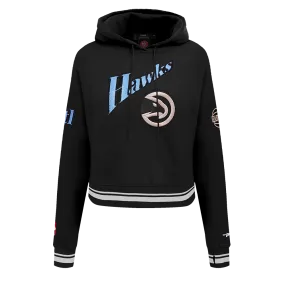 NBA ATLANTA HAWKS CITY EDITION 24-25 WOMEN'S RIB FLC CROPPED PO HOODIE (BLACK)