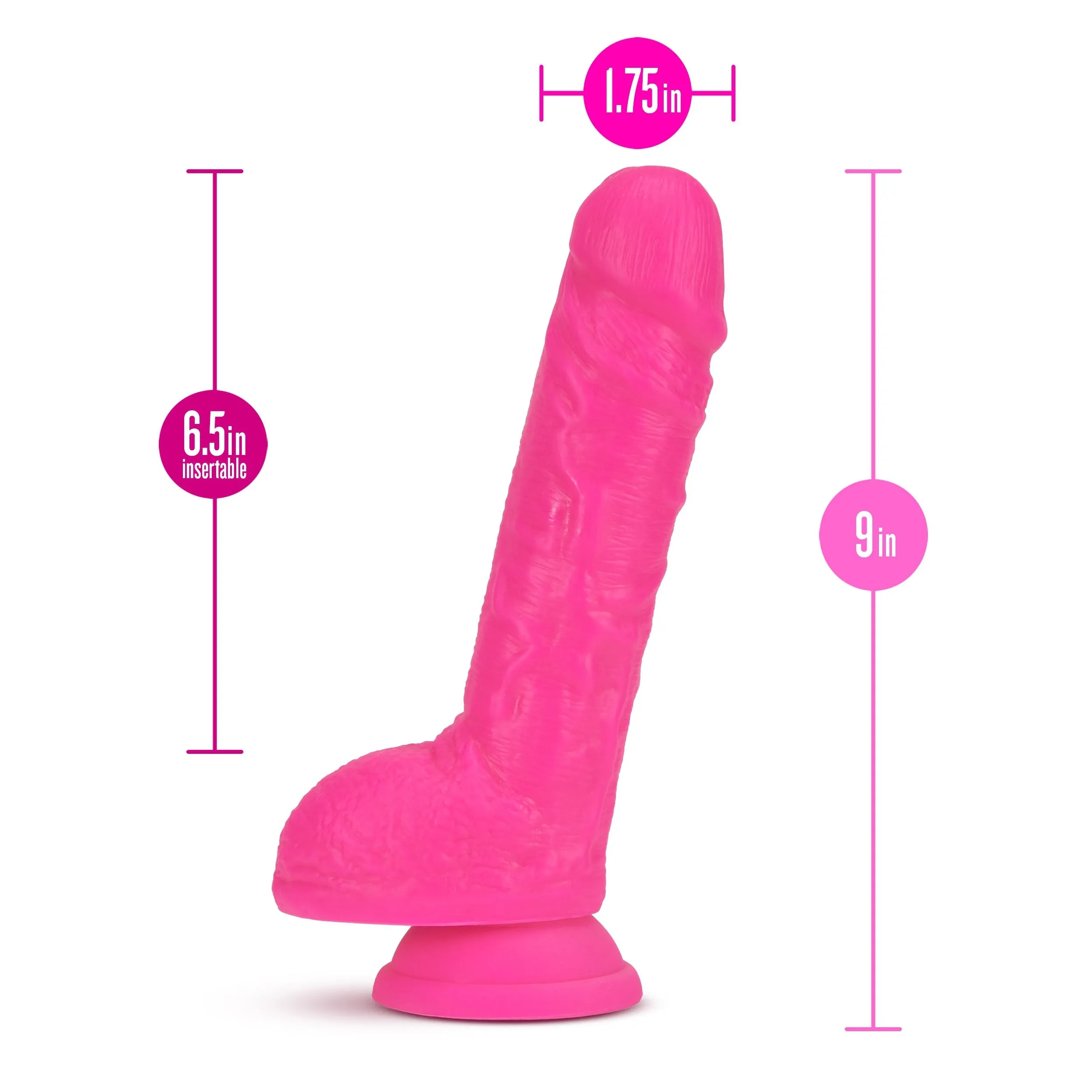 Neo - 9 Inch Dual Density Dildo - Neon Pink