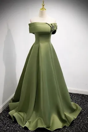 Off Shoulders Olive Green Formal Prom Dress