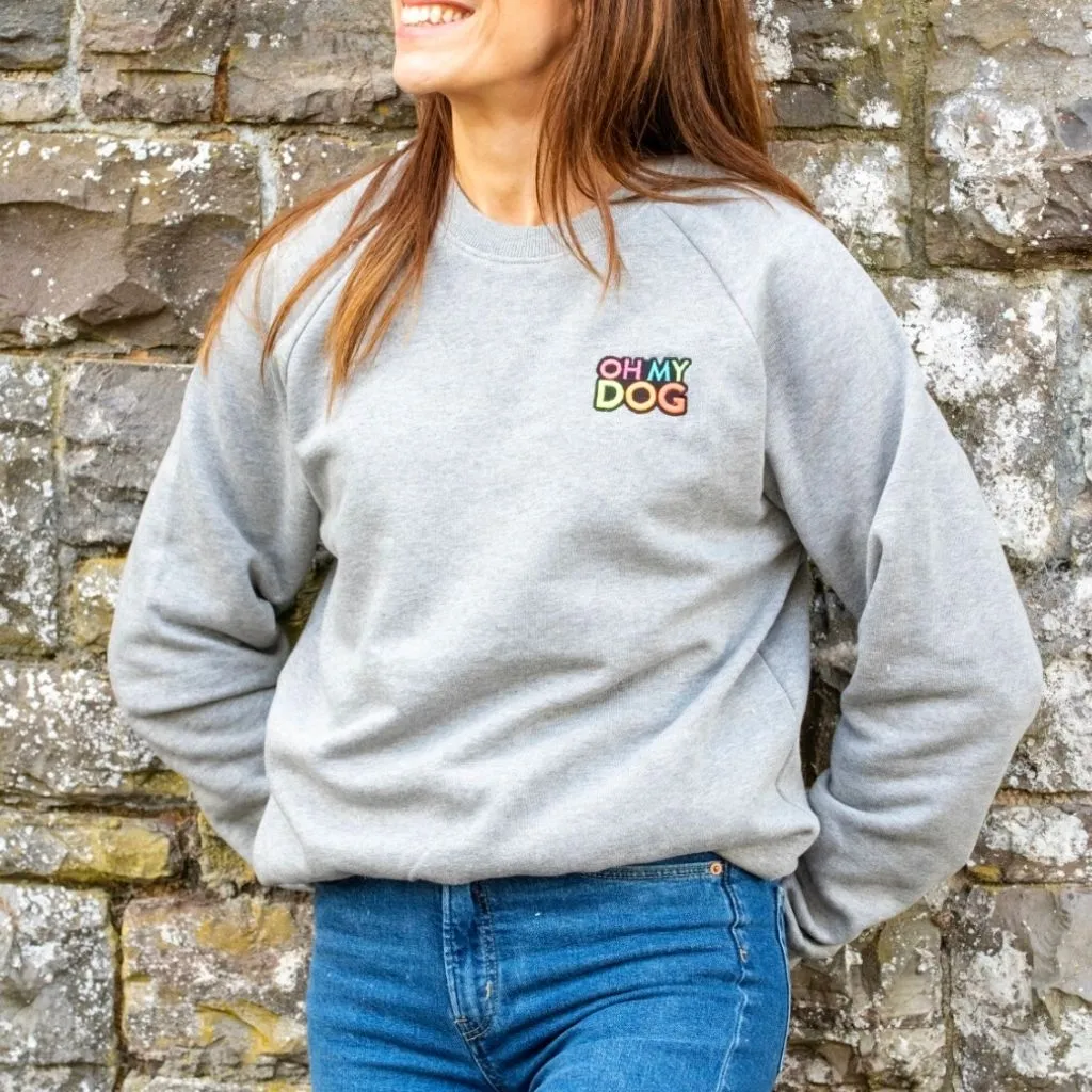 OHMYDOG Slogan Sweatshirt | Grey with Neon Embroidery