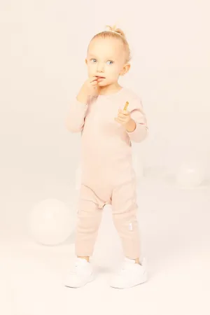 Organic Cotton Rib Romper in Blush