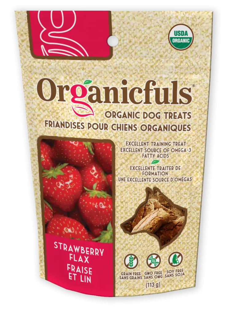 Organicfuls Strawberry Flax Organic Dog Treats 113g