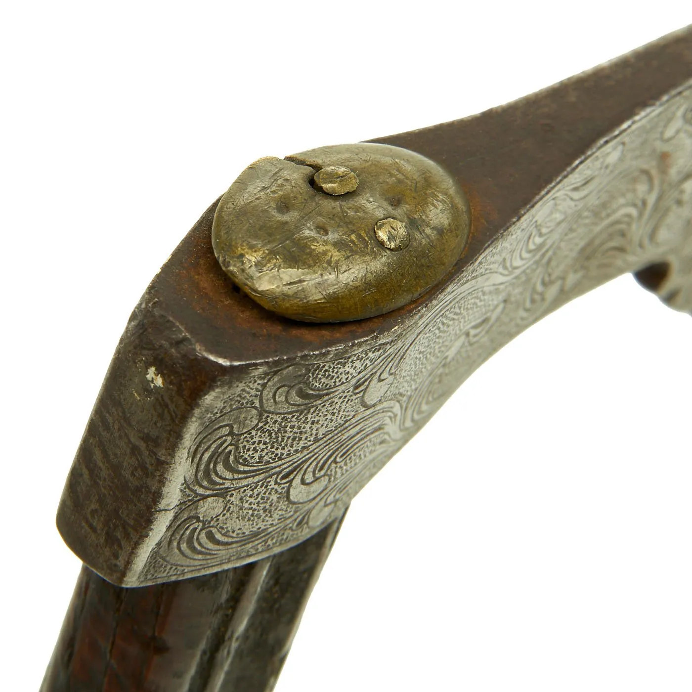 Original Early German Axe with Heavily Engraved Head & Original Haft from the Stephan Mautner Collection