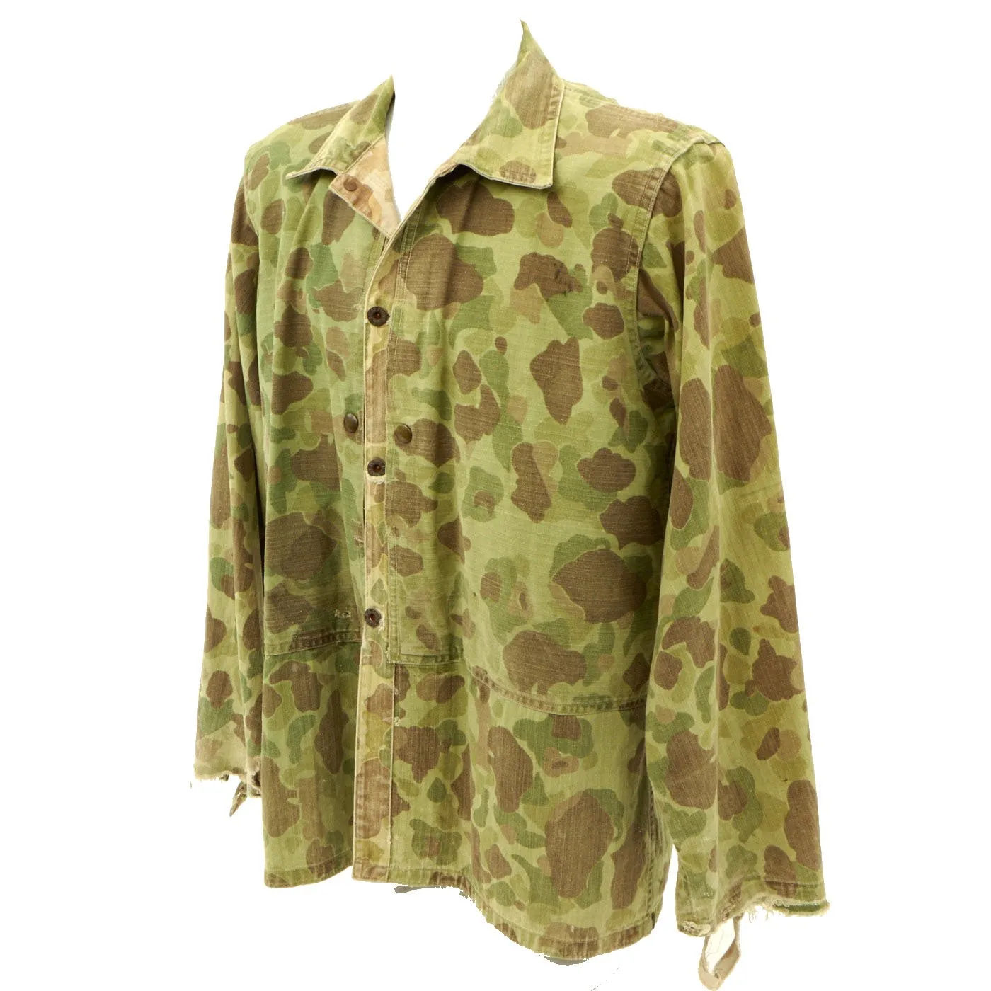 Original U.S. WWII USMC Modified Reversible Camouflage HBT Utility Coat - As Seen in Book