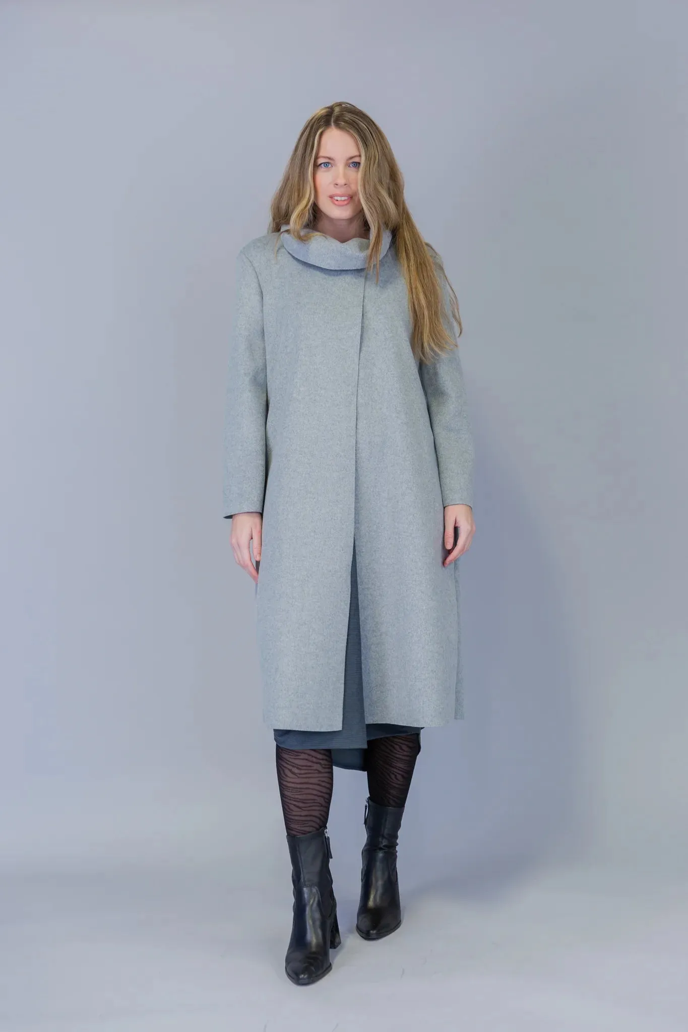 Paolo Tricot Sale, SU8489 Cowl Neck Coat, 40% Off Regular Price