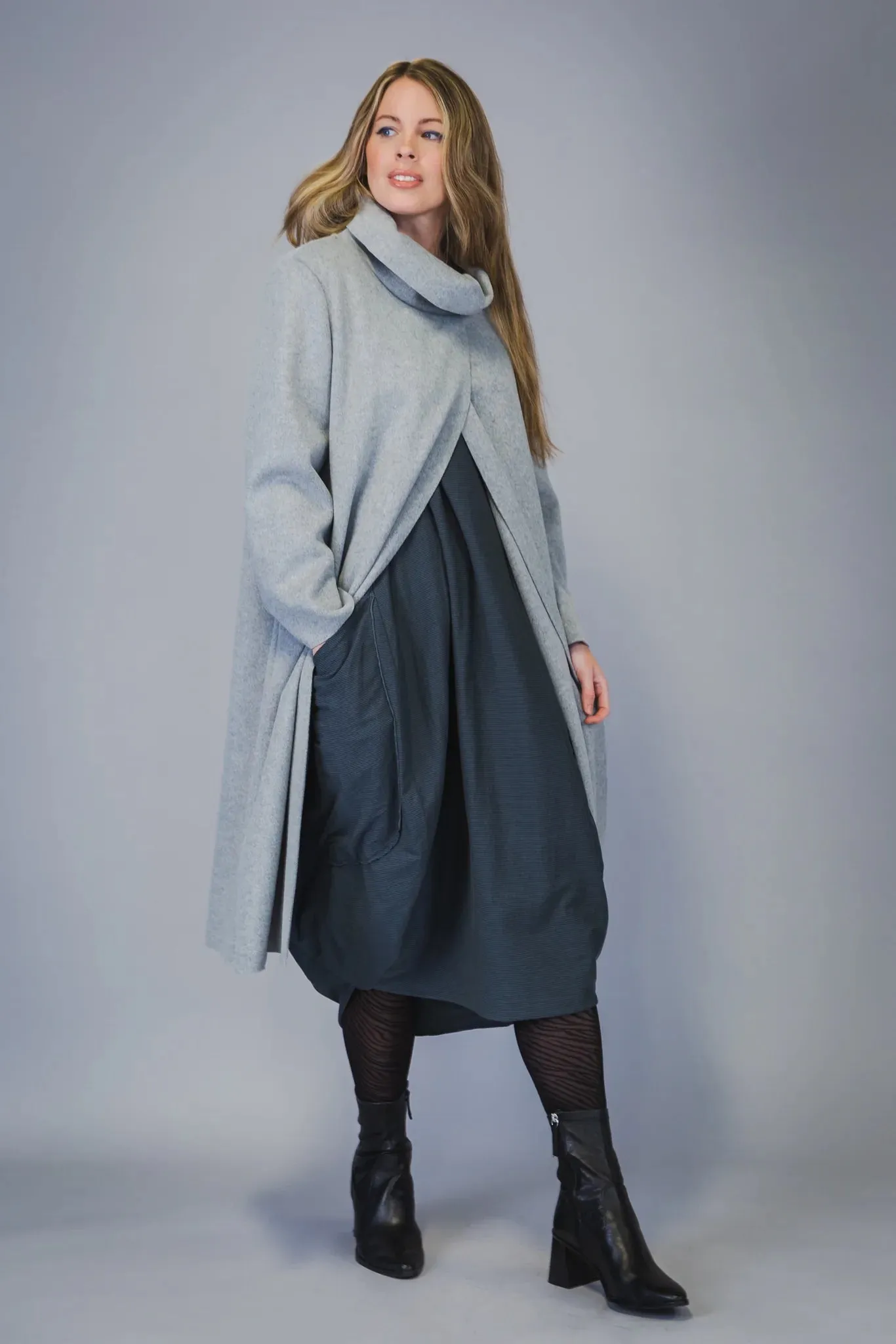 Paolo Tricot Sale, SU8489 Cowl Neck Coat, 40% Off Regular Price