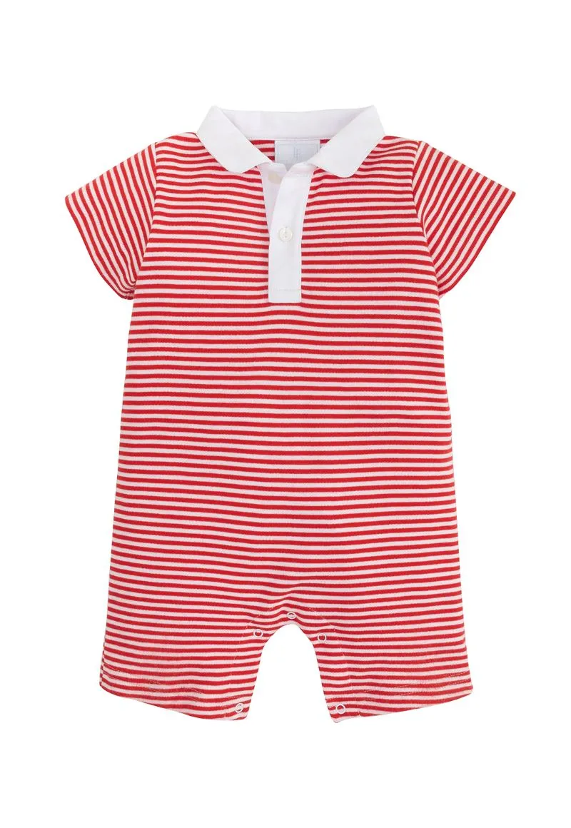 Peter Pan Polo Romper - Red Stripe