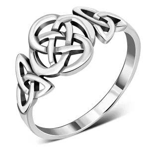 Plain Celtic and Trinity Knots Silver Ring