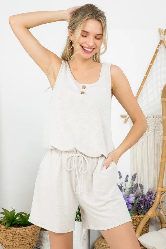 Plus Washed Comfy Terry Romper