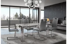 Porfirio Dining Set with Zane Chair in Grey Leather