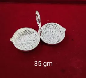 Pure Silver Leaf Design Haldi/Kumkum for Person usage, Sindoor/Haldi Kumkum Pooja Items for Home, Return Gift for Wedding and Housewarming