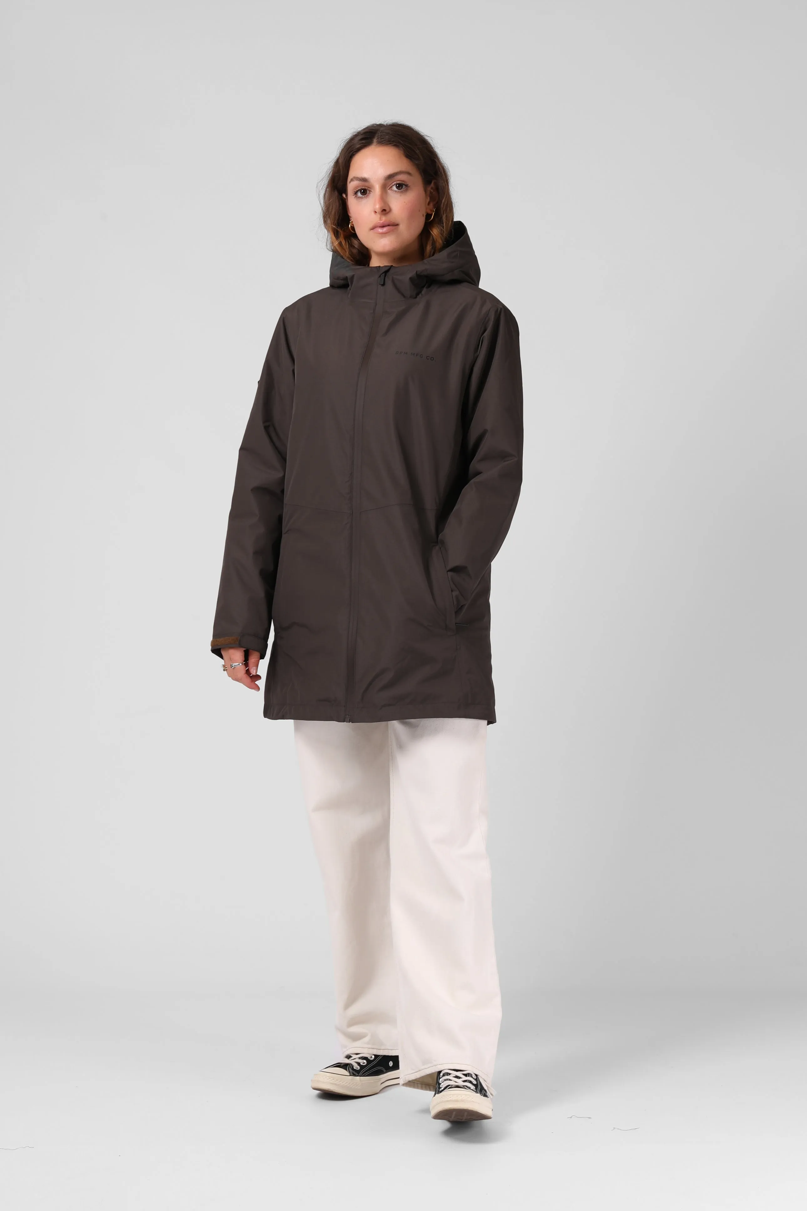 Quilted Rain Coat - Turkish Coffee